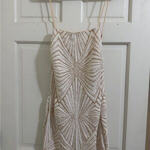 Lulu's Cream and Gold Mini Dress